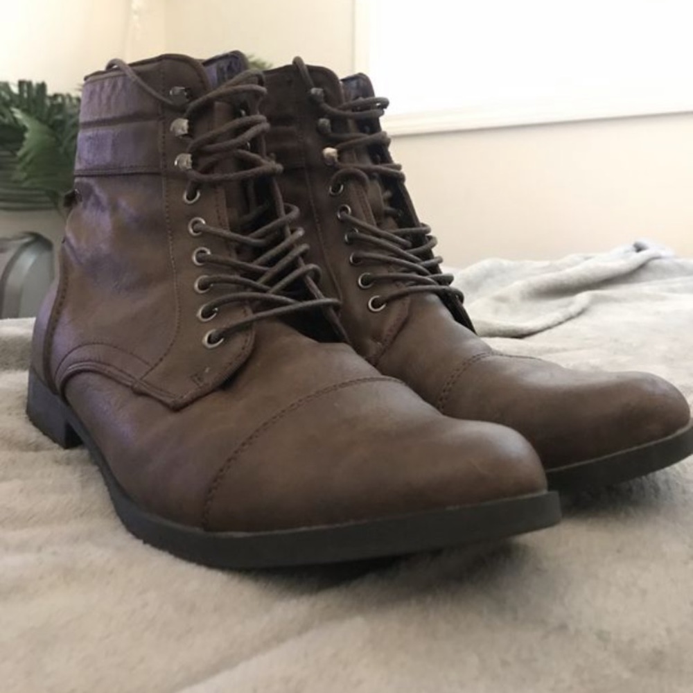 Dark brown combat boots
